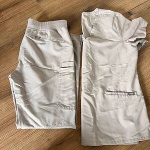 Figs scrubs combo in cream both sized medium